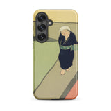 Path Through the Fields - Kamisaka Sekka Phone Case Samsung Galaxy S25 Plus / Matte Stylized Illustration Woman Dark Blue Kimono, Meiji