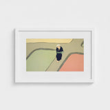 Path Through the Fields - Kamisaka Sekka Art Print / Canvas White Framed Artwork Minimalist Illustration Figure Dark Blue Sekka’s, Visual
