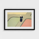 Path Through the Fields - Kamisaka Sekka Art Print / Canvas Black-framed Artwork Stylized Illustration Woman Dark Blue Traditional Sekka’s,