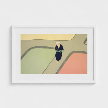 Path Through the Fields - Kamisaka Sekka Art Print / Canvas Minimalist White-framed Stylized Illustration Figure Dark Sekka’s, Visual Haiku