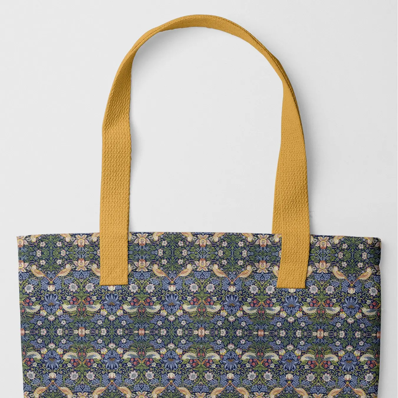 Strawberry Thief - William Morris Heavy Duty Shopping Tote Yellow Bags