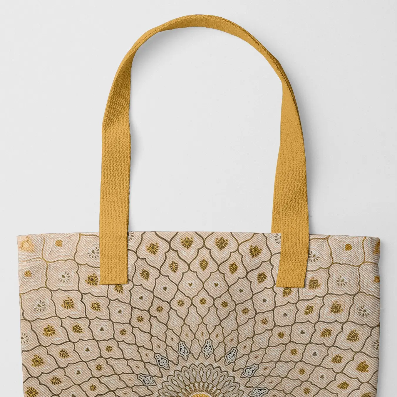 Divine Order - Islamic Geometric Pattern Tote Yellow Handles Bags