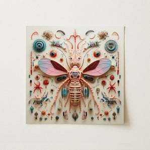 Peachy Queen - Alien Insect Taxonomy Art Print / Canvas, 12x12’’ / 31x31cm / Unframed / no Border, Posters Prints & Visual Artwork, Toby