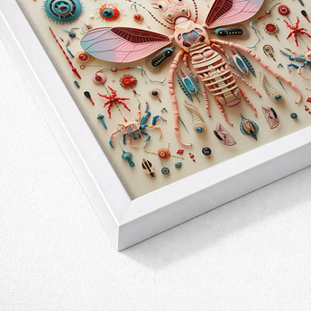 Whimsical Three-dimensional Insect Sculpture Pink Beige Paper Surrounded Peachy Queen Redefines Xenobiological, Alien Species Taxonomy, Art