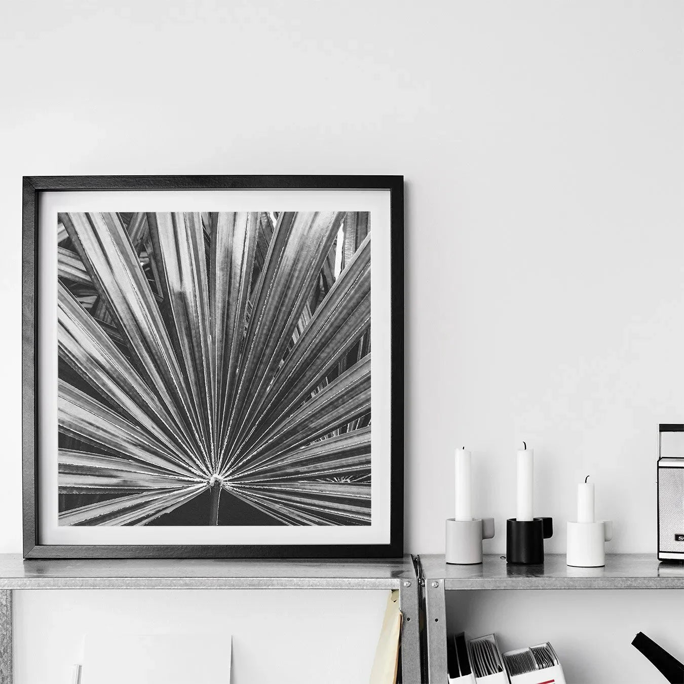 Peacocky Tropical Leaf Art Print - Black And White - 10×10 - Posters Prints & Visual Artwork - Aesthetic Art