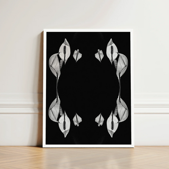 Black-and-white Framed Art Print Symmetrical Arrangements White Peace Koh Chang Rorschach, Lilies Metamorphose, Monochromatic Phantasmagoria