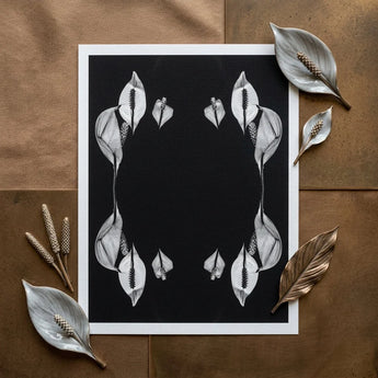 Pearly Whites - Koh Chang Peace Lilies Art Print / Canvas Black White Botanical Symmetrical Arrangements Lily Rorschach, Metamorphose,