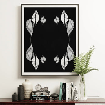Pearly Whites - Koh Chang Peace Lilies Art Print / Canvas Framed Black White Photograph Symmetrically Arranged Peace Lily Koh Chang