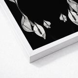 Black-and-white Framed Artwork Delicate White Peace Lily Flowers Koh Chang Rorschach, Lilies Metamorphose, Monochromatic Phantasmagoria