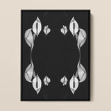 Pearly Whites - Koh Chang Peace Lily Framed Canvas, Black White Photograph Symmetrically Arranged Calla Lily Flowers
