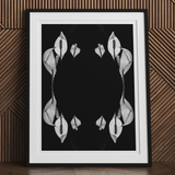 Pearly Whites - Koh Chang Rorschach Lilies Art Print, Black White Framed Art Print Symmetrical Peace Lily