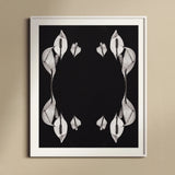 Pearly Whites - Koh Chang Rorschach Lilies Art Print, Peace Lily Flowers Arranged Symmetrical Mirror Pattern Black