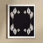 Pearly Whites Koh Chang Rorschach Lilies Art Print, White Peace Lilies Arranged Symmetrical Mirror Pattern Black
