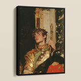 Peeking - Royal Gay Renaissance Art Framed Canvas, Framed Oil Painting Young Man Golden Armor