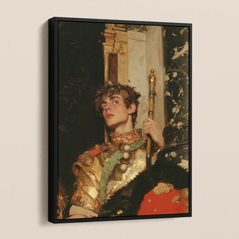Peeking - Royal Gay Renaissance Art Framed Canvas, Framed Oil Painting Young Man Golden Armor