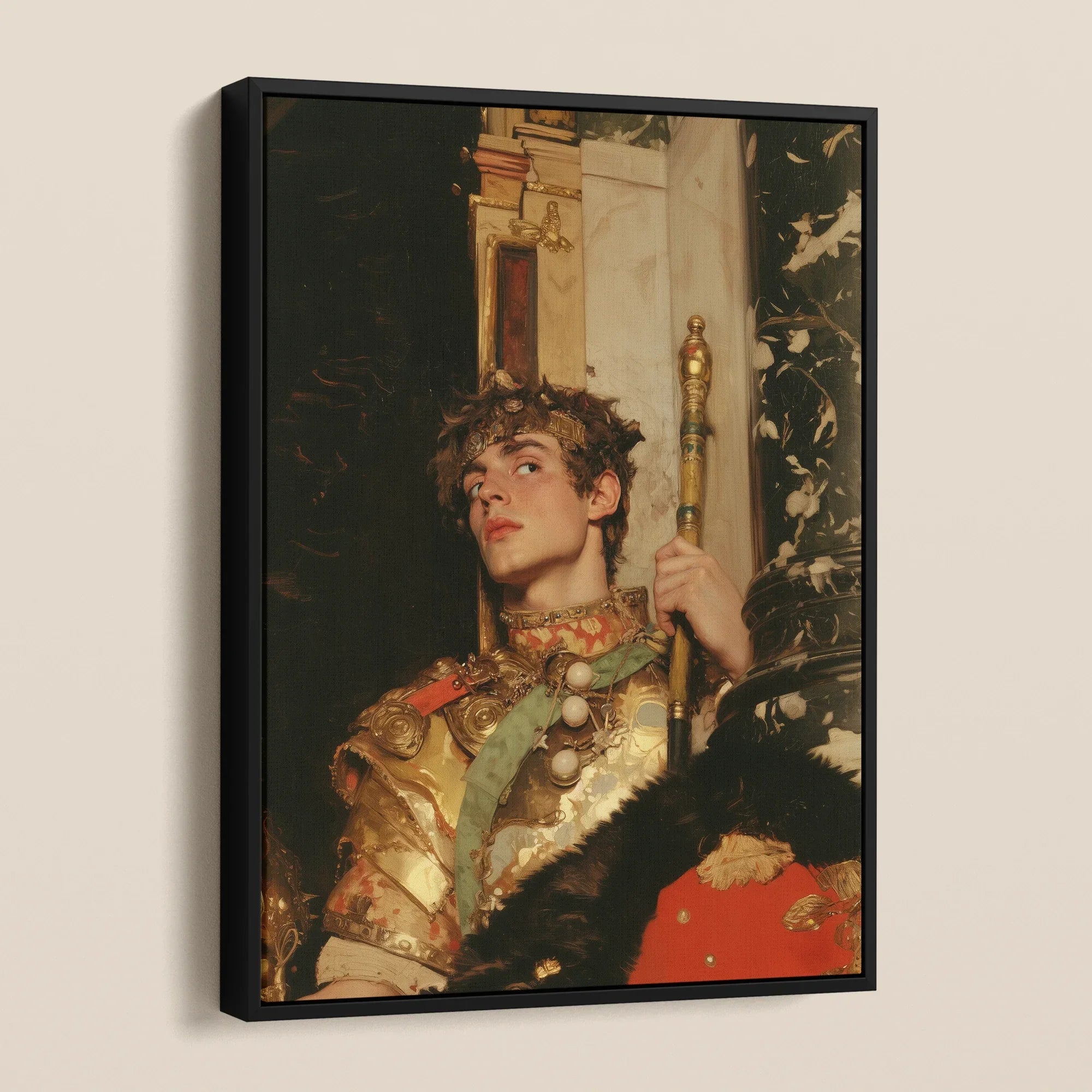 Peeking - Royal Gay Renaissance Art Framed Canvas