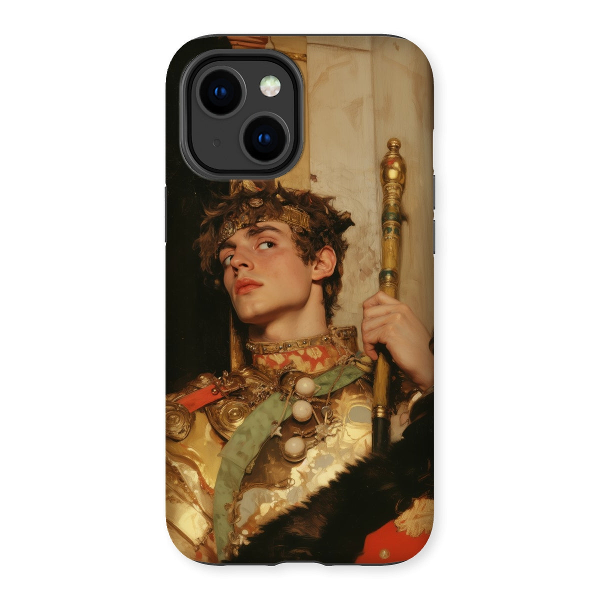 Peeking - Royal Gay Renaissance Art Iphone Case, 14 Plus / Matte, Phone Case Painting Young Man Armor