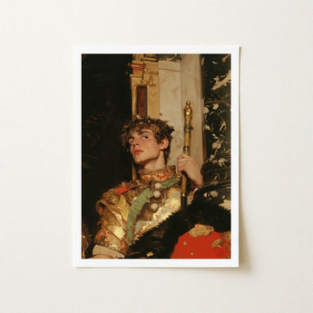 Peeking - Royal Gay Renaissance Art Print / Canvas Framed Portrait Young Man Ornate Golden Armor, Revival Prints