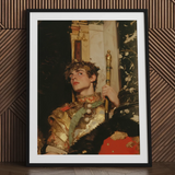 Peeking - Royal Gay Renaissance Art Print / Canvas Black-framed Young Man Ornate Golden Armor, Revival Prints