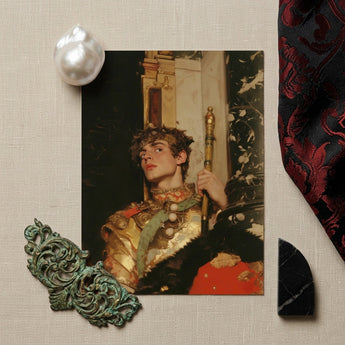 Peeking - Royal Gay Renaissance Art Print / Canvas Vintage-style Portrait Young Man Ornate Golden Armor, Revival Prints