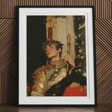 Peeking - Royal Gay Renaissance Art Print, Framed Portrait Young Person Ornate Golden Costume Scepter