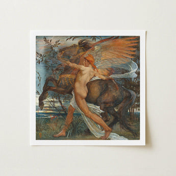 Pegasus - Walter Crane Art Print / Canvas, Understood, Creature’s Umber-and-sienna Barrel, Surges, Left, Amber-ivory Primary Feathers, Rake