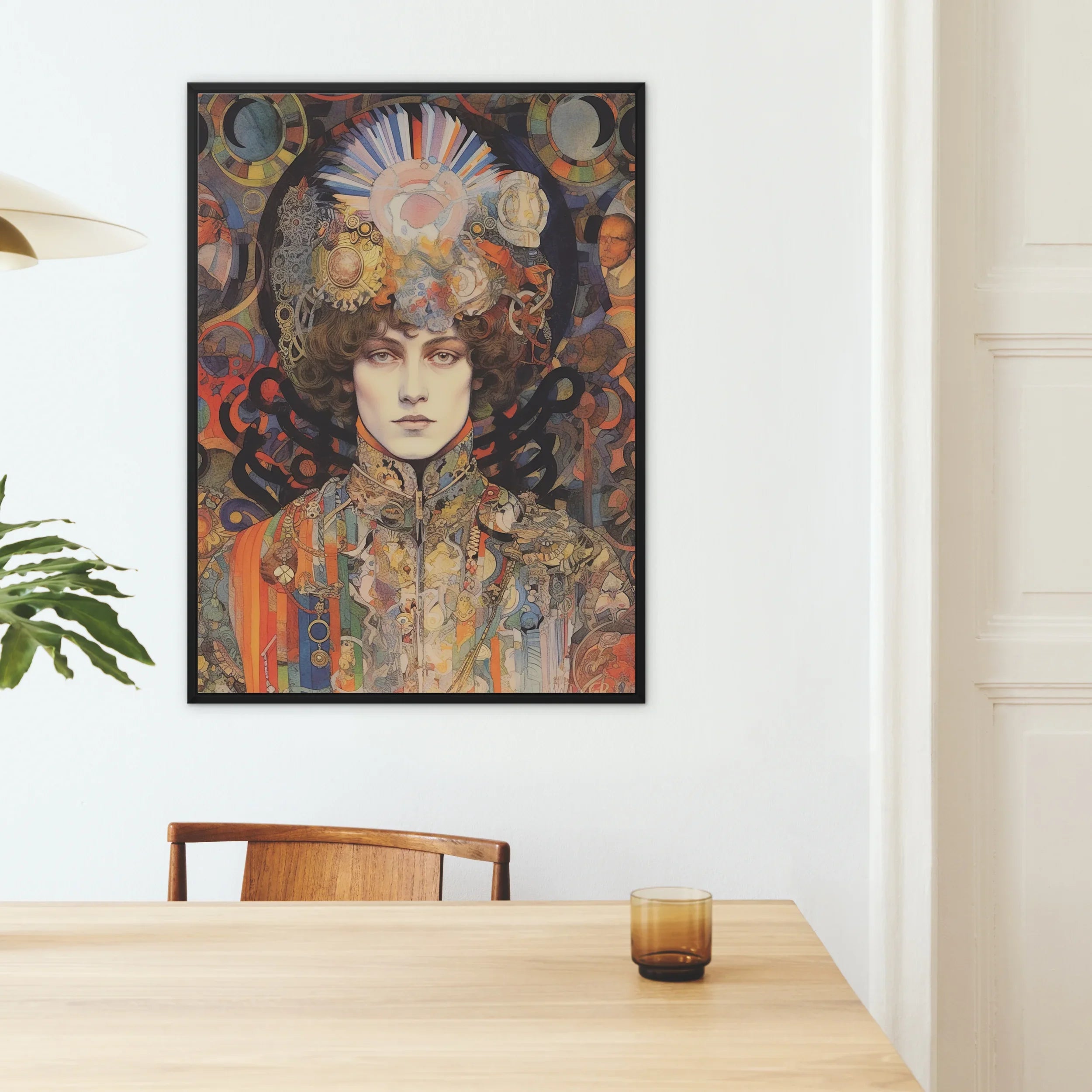 Pepper - Psychedelic Goddess Art Framed Canvas, Framed Portrait Person Elaborate Headwear
