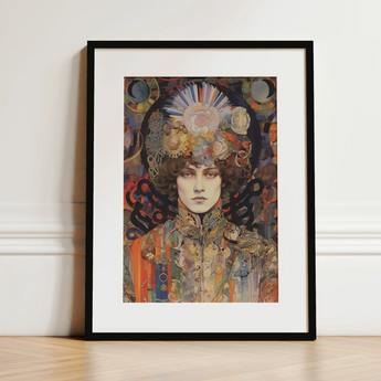 Pepper - Psychedelic Goddess Art Print / Canvas, 12x16’’ / 31x41cm / Black Frame / Matboard, Posters Prints & Visual Artwork, Toby Leon