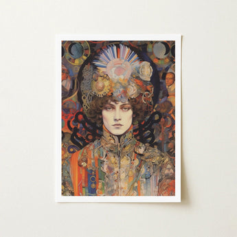 Pepper - Psychedelic Goddess Art Print / Canvas Framed Stylized Portrait Woman Ornate Colorful Realms Untold, Cosmic Empress, Prints