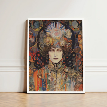 Framed Art Nouveau-style Portrait Print Woman Intricate Ornate Psychedelic Realms Untold, Cosmic Empress
