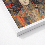 Vibrant Intricately Detailed Art Print Sleek White Frame Psychedelic Realms Untold, Cosmic Empress