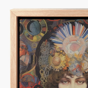 Wooden-framed Canvas Print Intricate Colorful Art Nouveau-style Illustration Psychedelic Realms Untold, Cosmic Empress
