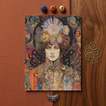 Pepper - Psychedelic Goddess Art Print / Canvas Vibrant Intricately Illustrated Portrait Card Woman Ornate Steampunk Realms Untold, Cosmic