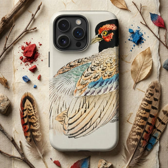 Peregrine Falcon - Kono Bairei Kacho-e Phone Case White Phone Case Detailed Illustration Pheasant Vibrant Red Peregrine Falcon, Kōno