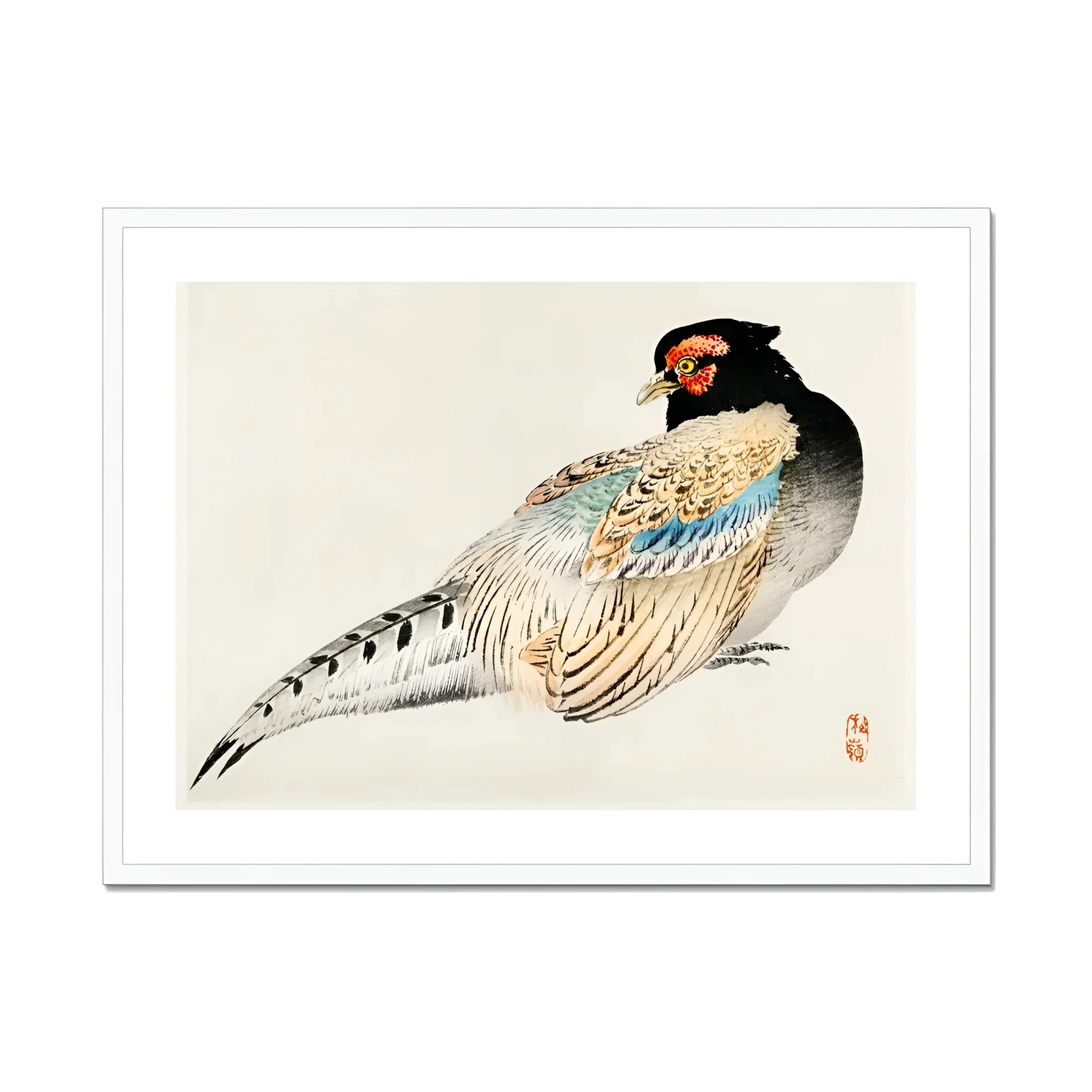 Peregrine Falcon - Kōno Bairei Meiji Era Bird Art Print, Colorful Pheasant Detailed Feathers Traditional Japanese Art Style