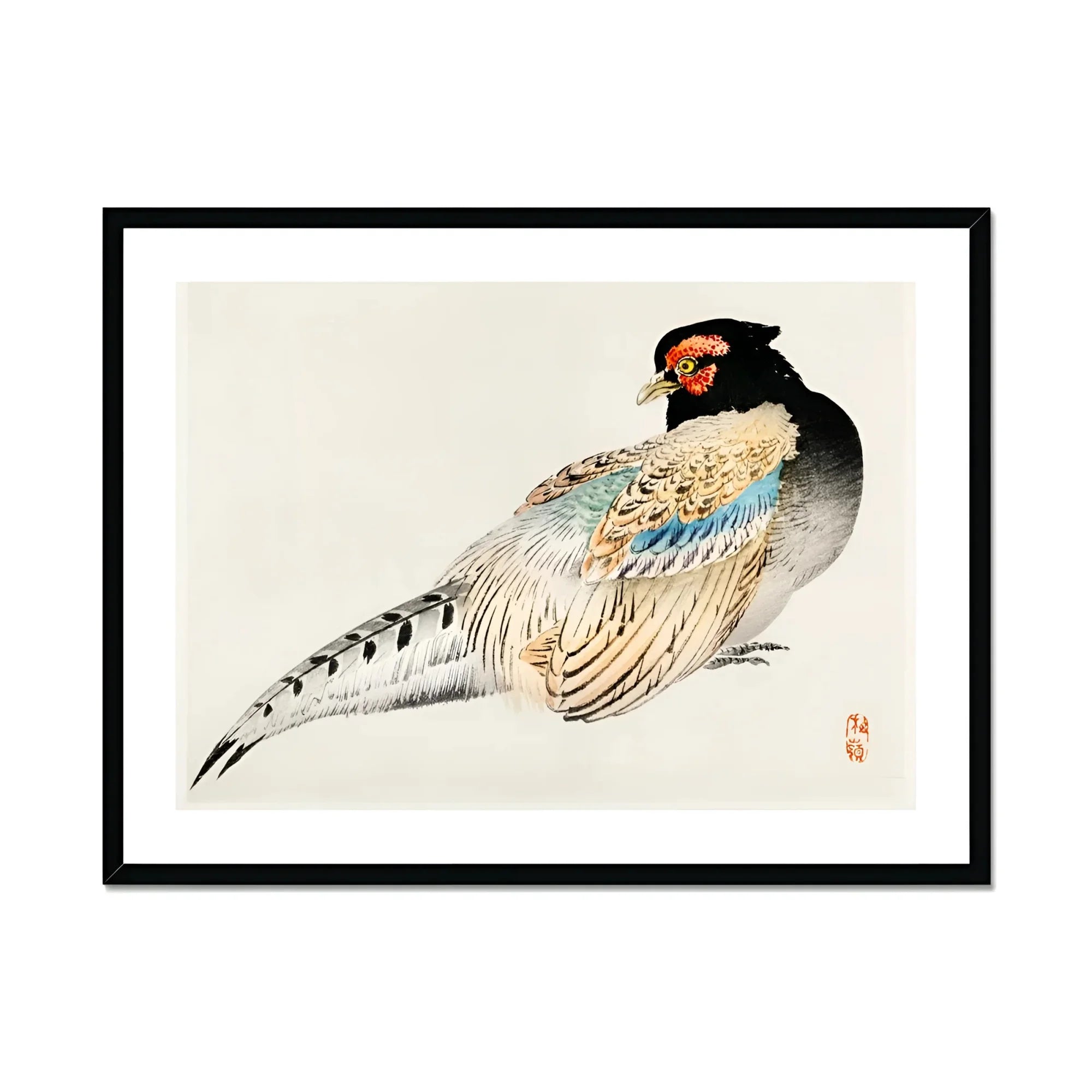 Peregrine Falcon - Kōno Bairei Meiji Era Bird Art Print, Colorful Pheasant Detailed Feathers Traditional Japanese Art Style