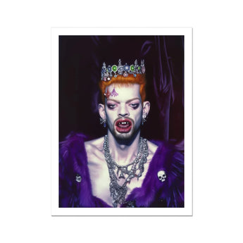 Louis - Club Kid Vampire Art Print, Person Purple Outfit Crown Skull Jewelry Open-mouthed Expression