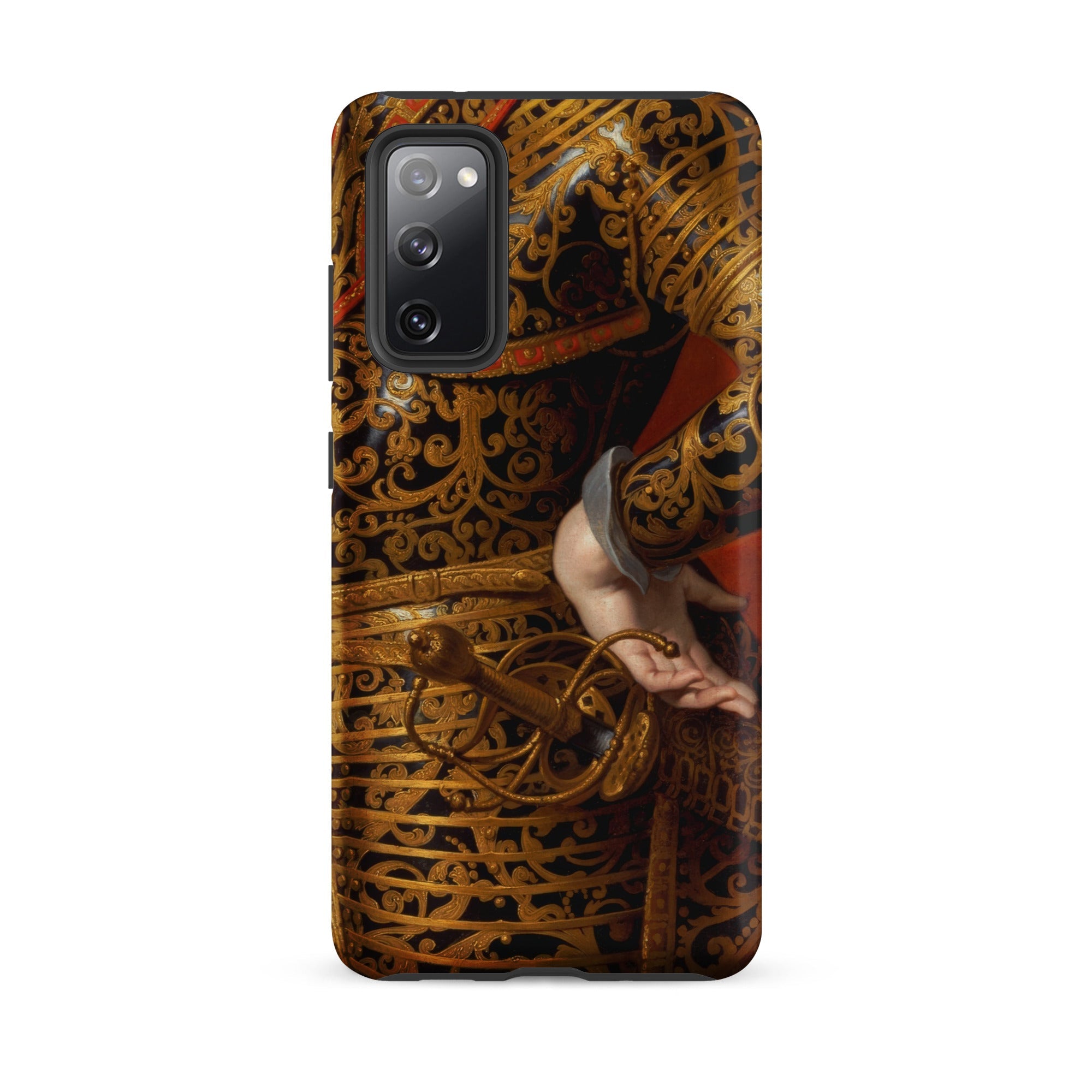 Philip Iv in Parade Armor Gaspar De Crayer Samsung Case, Galaxy S20 Fe / Matte, Black Gold Ornate Phone Case