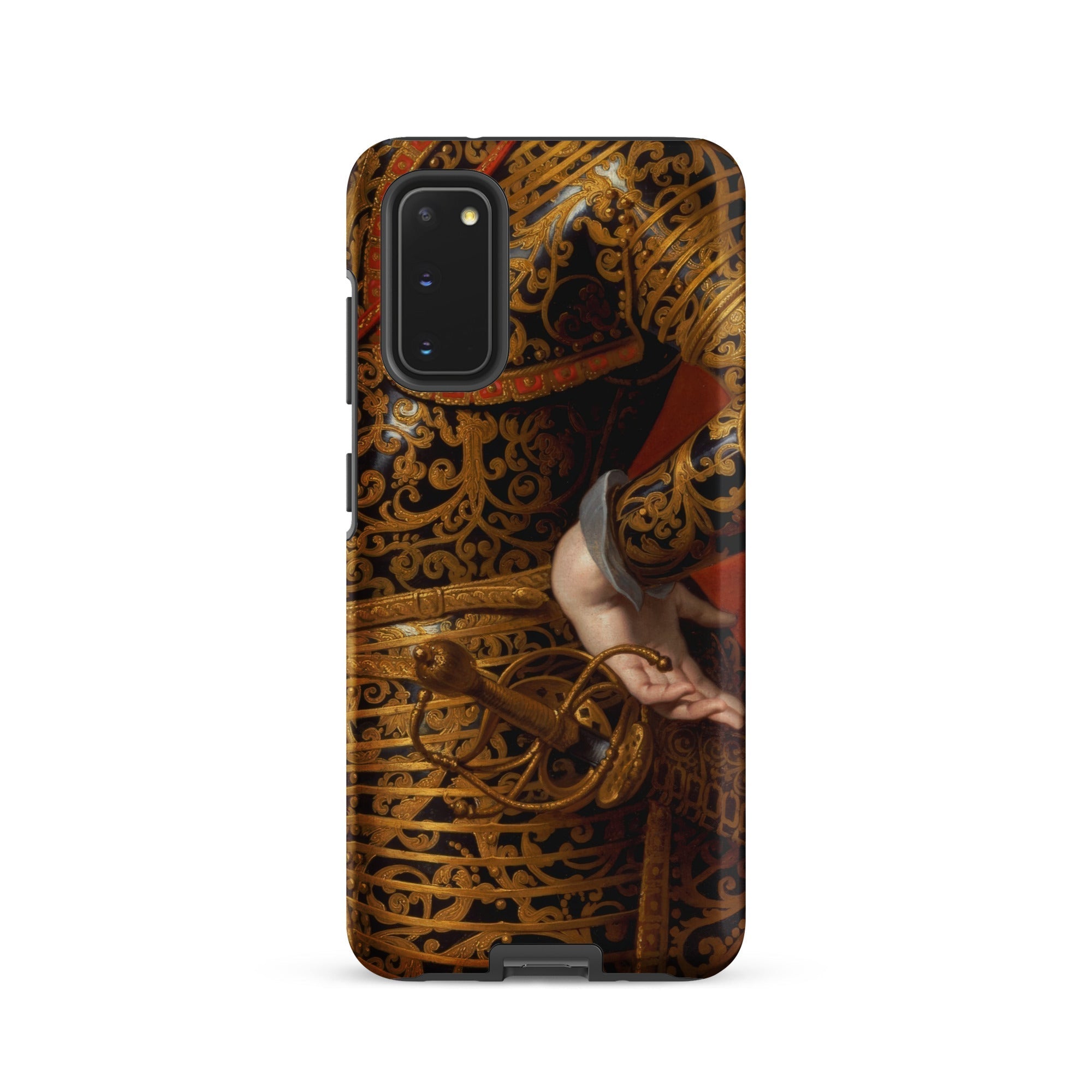 Philip Iv in Parade Armor Gaspar De Crayer Samsung Case, Galaxy S20 / Matte, Smartphone Case Detailed Ornate Pattern Gold Black Visible