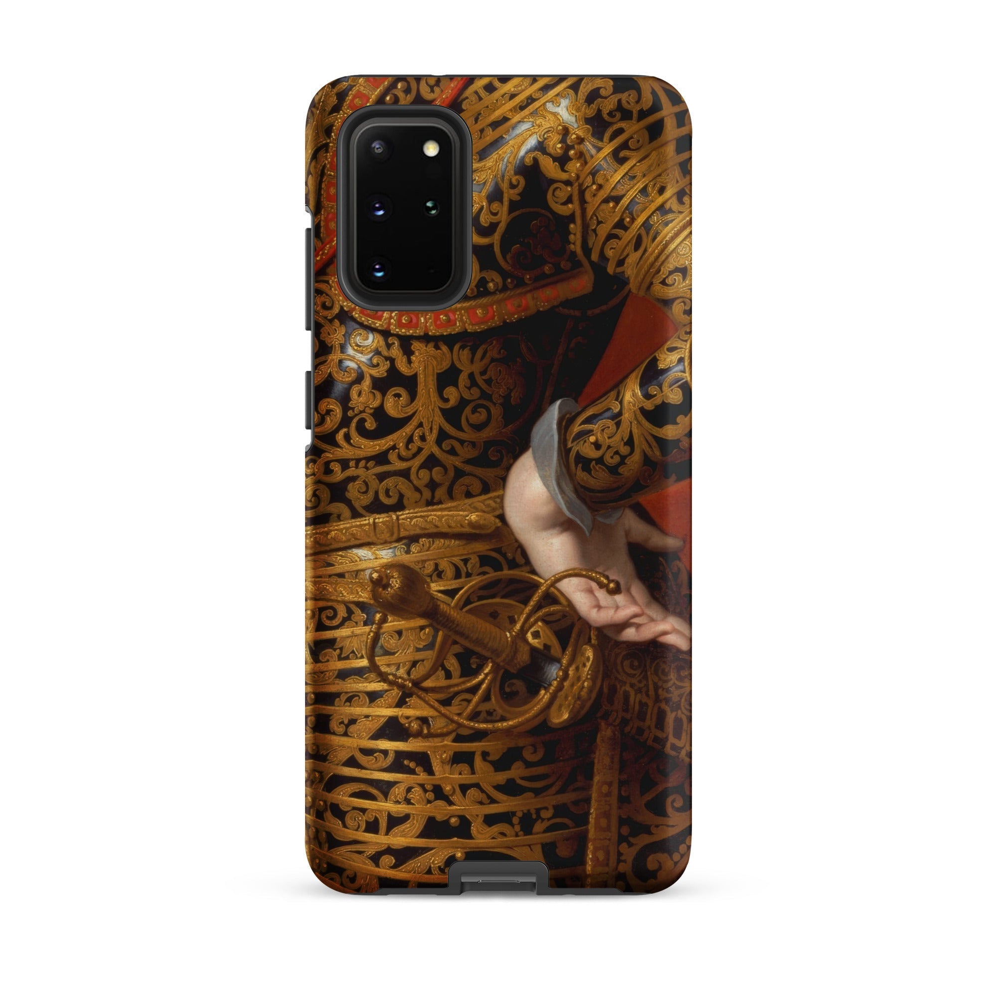 Philip Iv in Parade Armor Gaspar De Crayer Samsung Case, Galaxy S20 Plus / Matte, Black Phone Case Gold Red Ornate Pattern Sword