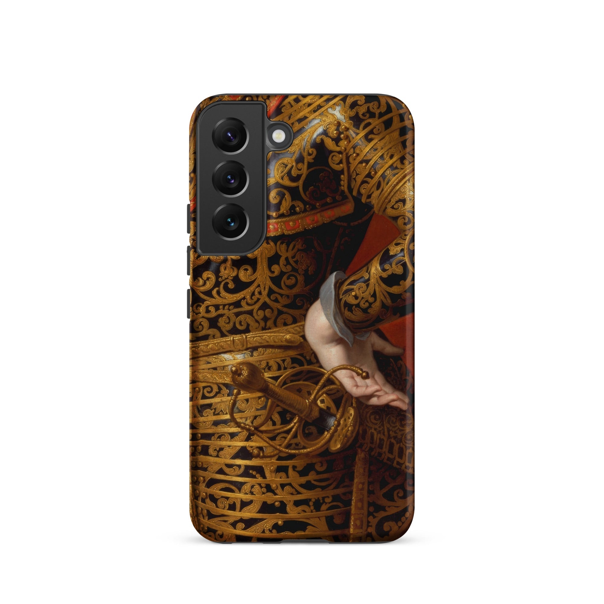 Philip Iv in Parade Armor Gaspar De Crayer Samsung Case, Galaxy S22 / Matte, Smartphone Case Historical Painting Ornate Gold Black Patterns