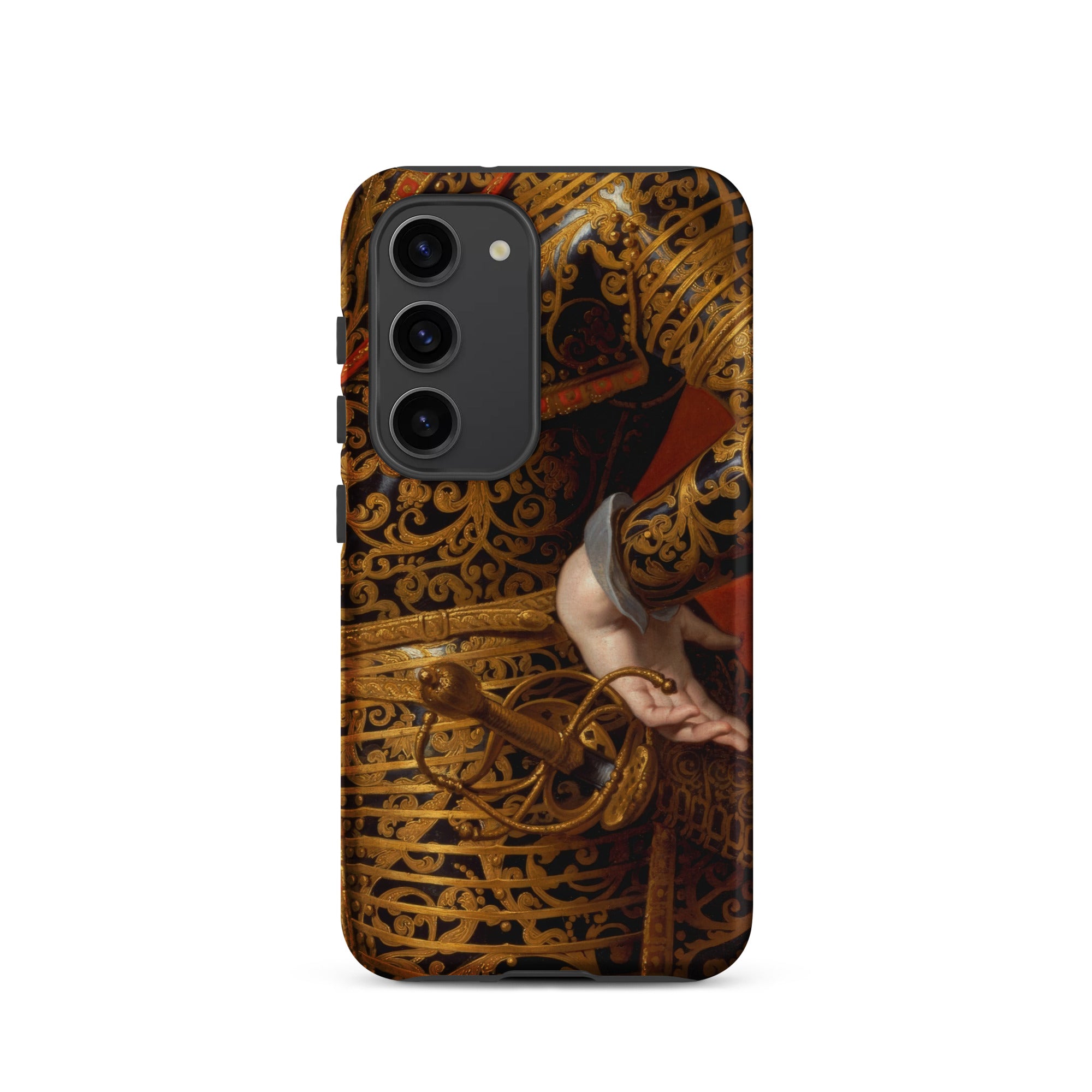 Philip Iv in Parade Armor Gaspar De Crayer Samsung Case, Galaxy S23 / Matte, Smartphone Case Historical Painting Gold Black Ornate Design