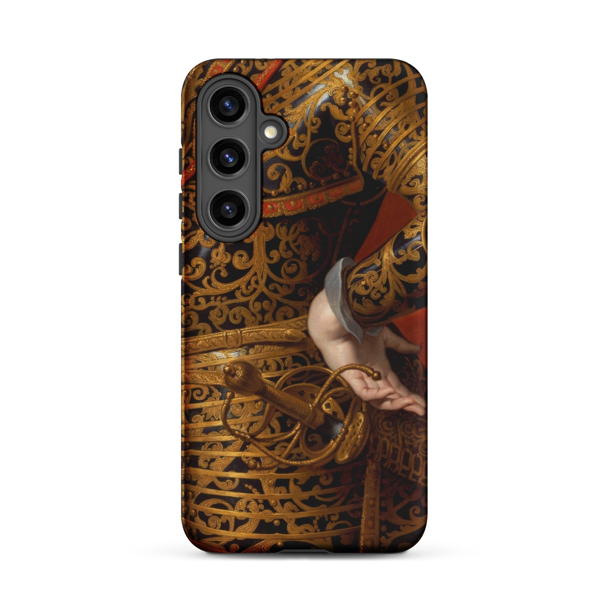 Philip Iv in Parade Armor Gaspar De Crayer Samsung Case, Galaxy S24 Plus / Matte, Smartphone Case Ornate Gold Black Patterned Design Sword