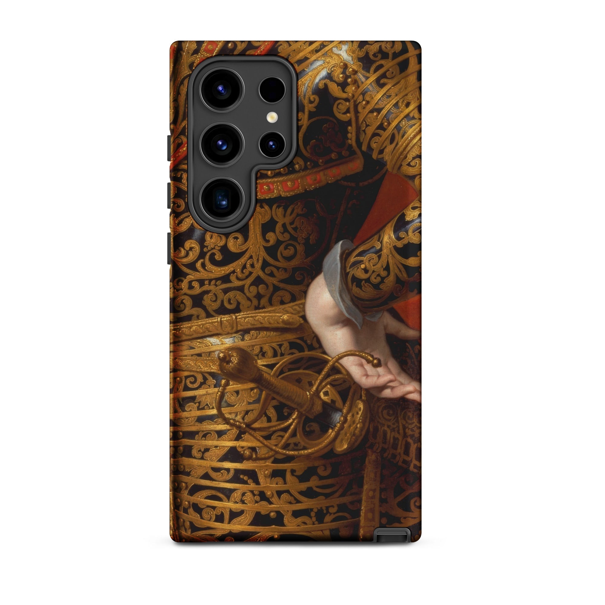 Philip Iv in Parade Armor Gaspar De Crayer Samsung Case, Galaxy S24 Ultra / Matte, Smartphone Case Historical Painting Figure Ornate Gold