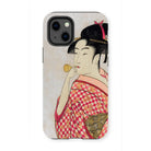 Poppen o Fuku Musume - Utamaro Ukiyo-e Art Iphone Case 13 Mini / Matte Mobile Phone Cases