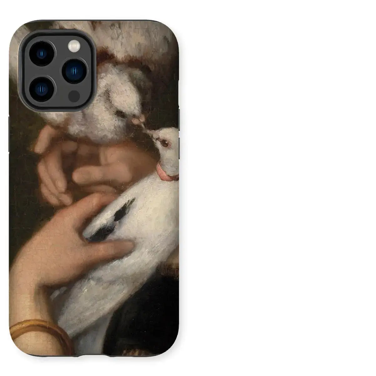 Art iPhone case with a dove painting showcasing elegant bird-inspired iPhone cases