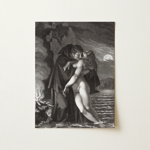 Phrosine and Melidore - Pierre Paul Prud’hon Art Print / Canvas Black-and-white Engraved Romantic Embrace Two Figures Moonlit Composes