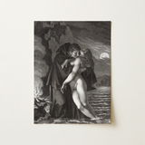Phrosine and Melidore - Pierre Paul Prud’hon Art Print / Canvas Black-and-white Engraved Romantic Embrace Two Figures Moonlit Composes