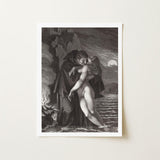Phrosine and Melidore - Pierre Paul Prud’hon Art Print / Canvas Black-and-white Engraved Dramatic Romantic Scene Framed Simple Composes