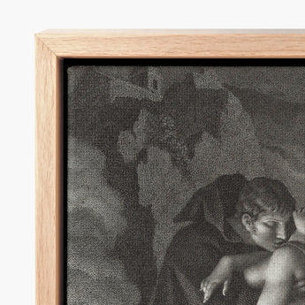Phrosine and Melidore - Pierre Paul Prud’hon Art Print / Canvas Framed Black-and-white Classical Scene Enclosed Light Wood Frame Composes